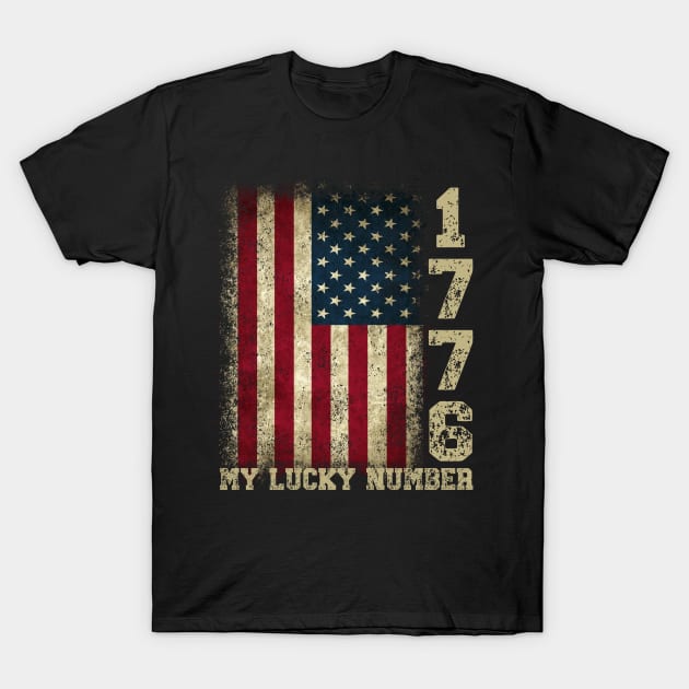 1776 MY LUCKY NUMBER FREEDOM USA 4TH OF JULY T-Shirt by FlutteringWings 